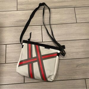 Holly Aiken Crossbody Overpass Design Red Grey White Black Geometric Made in USA